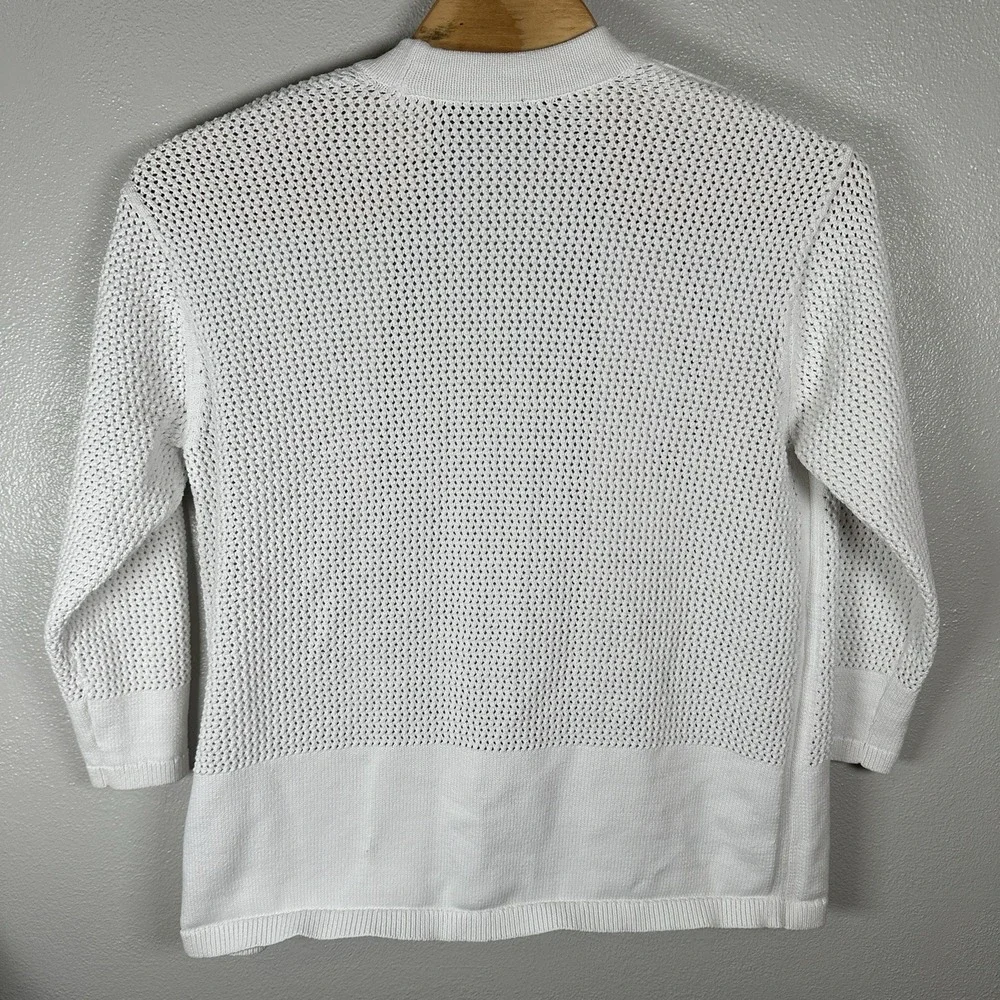 Talbots Open Knit Cardigan Sweater Womens Plus 2X Cotton Blend Minimalist Beachy